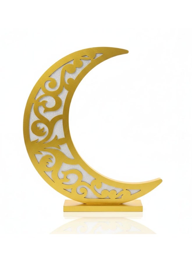 AKDC Ramadan Decor Moon Shaped Lamp, Perfect for Decor,  60 CM - Gold - Image 1